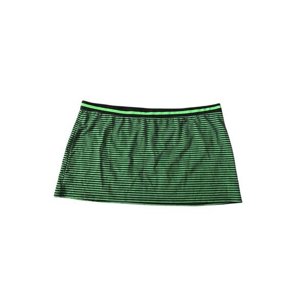 Y2K Green & Black Striped Mini Skirt - Picture 1 of 4